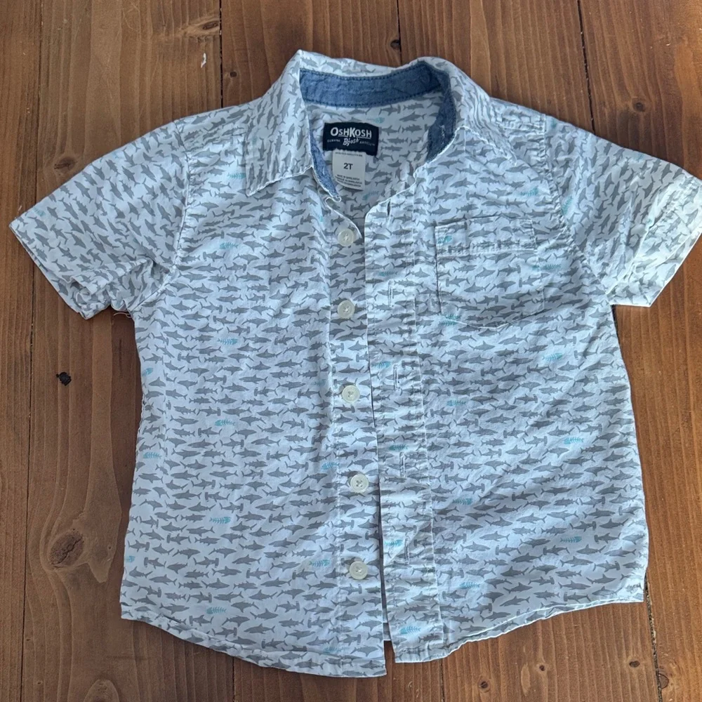 OshKosh B'gosh Kids Shark Print and Green Plaid‎ Shirts